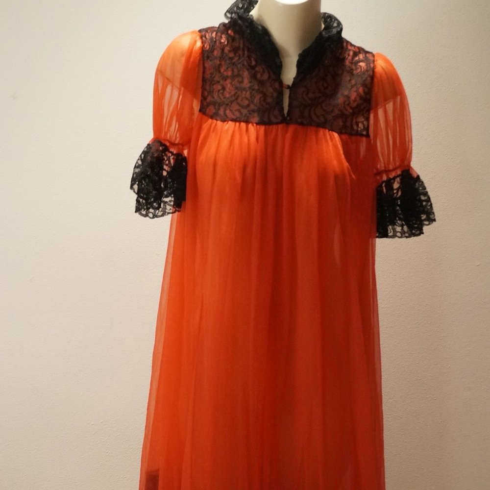 Vintage 50s Sissy Double Chiffon Peignoir Robe, Munsingwear Sheer Chiffon Robe